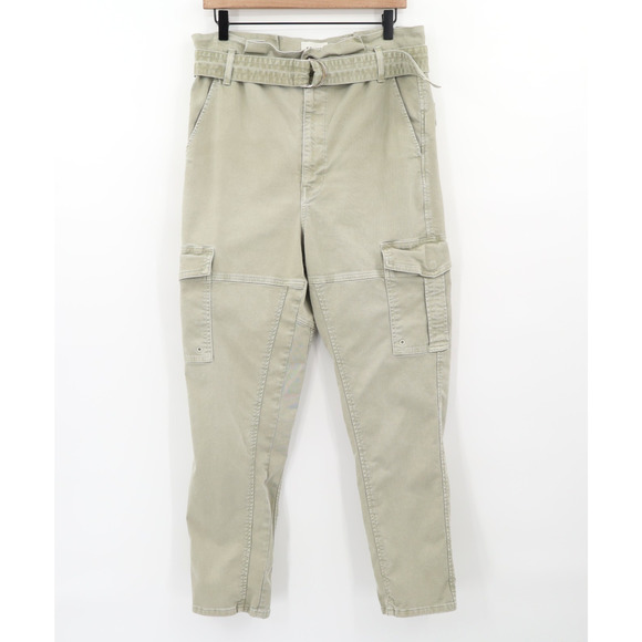 Frame Women's Safari Paperbag Cargo Belted Pants in Washed Olive Green Sz 30 - Picture 1 of 7